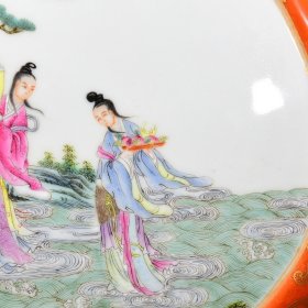 清乾隆胭脂红描金人物故事纹扁瓶尺寸30*24厘米编号13462580053