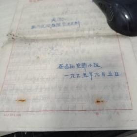 1975年手写：邯郸市食品公司蛋品部【关于张**问题的综合材料】