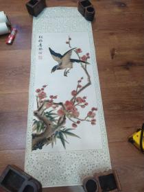 绒画--《红梅喜鹊》中国杭州