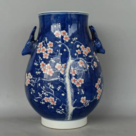 清青花冰梅纹鹿耳尊
