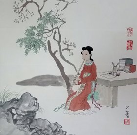 陈少立，1950年出生于江苏省徐州市，1976年毕业于南京艺术学院美术系油画专业获学士学位，1989年获文学硕士学位，现为南京艺术学院教授，硕士生导师，中国美术家协会会员，江苏省油画学会常务理事。人物画一幅44x44纸本托片。保真包退。