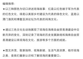 琼海记    |  王瑶  | 海南出版社 |   （著名摄影家王瑶镜头下的“琼海故事”）