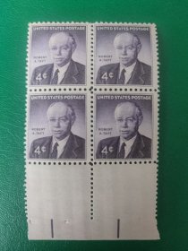 美国邮票1960年参议员塔夫脱 1全新 带边方连