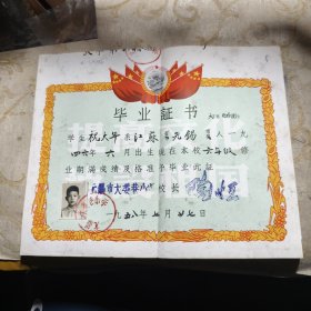 毕业证书一张 1958年 无锡市大娄巷小学 九品 A医上