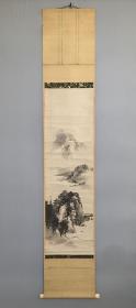 日本名家绘画：大原吞舟《湖山独泛图》（保真）