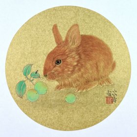 481. 知名自由工笔画家宋涛工笔精品《生肖兔》。