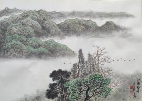 中国画手绘:江南春早(册页画分帧，纸质白卡纸，尺寸:69✘50cm)