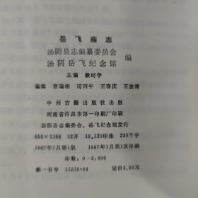 岳飞庙志 大32开 平装本