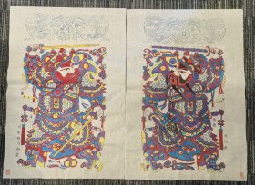 杨家埠年画《鞭锏门神》（秦琼&敬德）