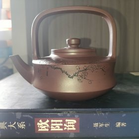 宜兴紫泥原矿刻绘梅花提梁壶 国高工许良平纯手工制作 320cc左右
