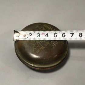 老铜器铜墨盒古玩铜器收藏 约280克