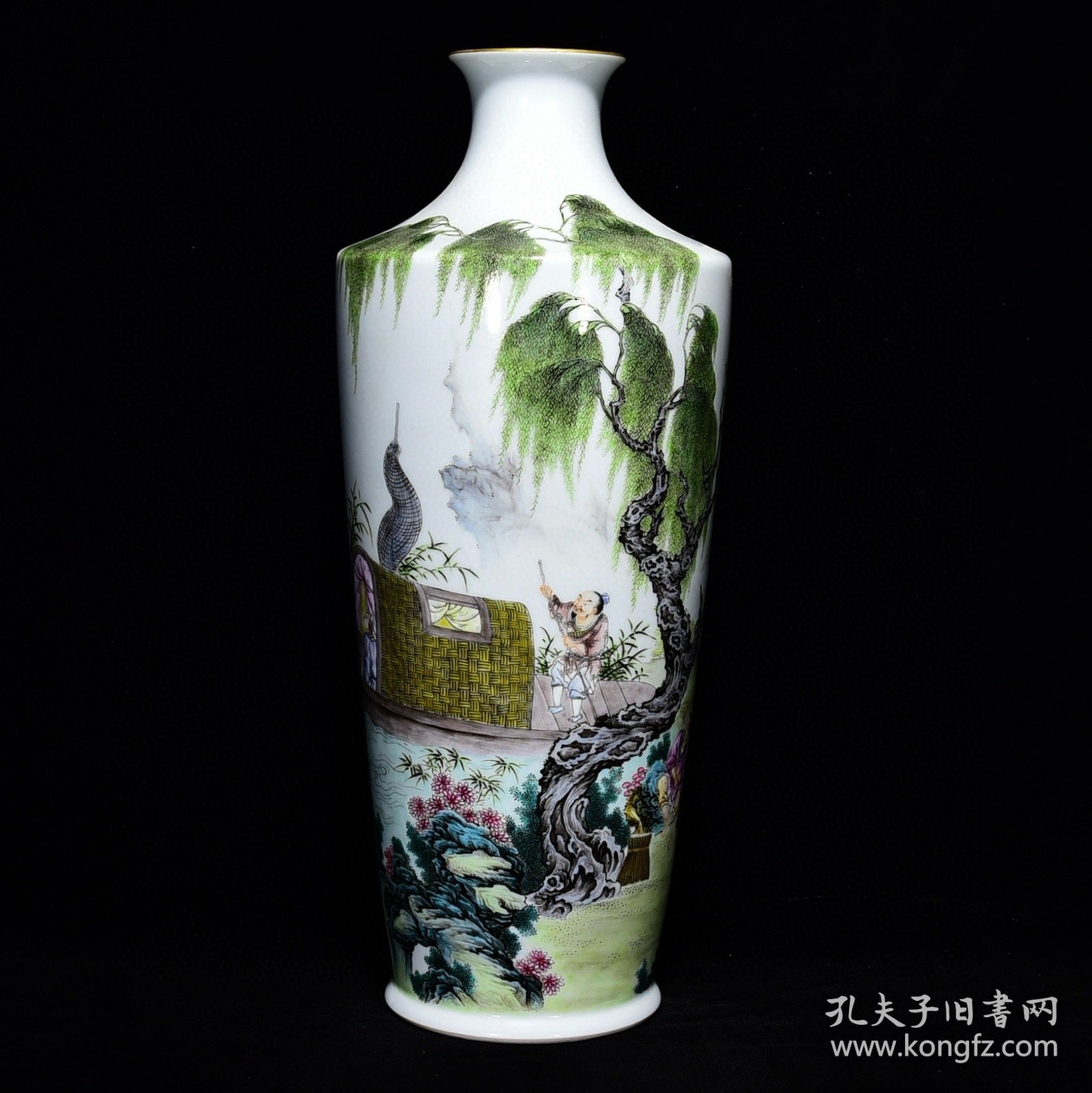 清雍正粉彩鱼家乐纹梅瓶尺寸38*16厘米