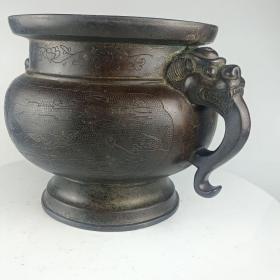古董  古玩收藏   铜器   铜香炉   尺寸长宽高:23/16/15厘米 重量：5斤
