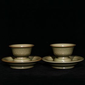 《精品放漏》越窑刻花托杯——高古瓷器收藏