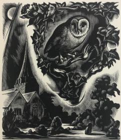 托马斯·格雷《墓园挽歌》名家Agnes Miller Parker木刻插图，32幅单页插图，1951 年出版，布面精装本，带函套，带小册子，Elegy Written in a Country Church-yard
