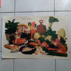 怀旧收藏 旧年画样张 蔬菜食物厨房用品图案