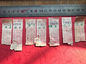 80年代。上海公交车票59张。四分7张，五分19张，七分9张，一角6张，一角三分11张，一角五分6张，一角六分1张。包邮