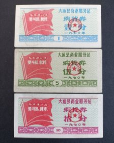 大通县1970年购货券一套