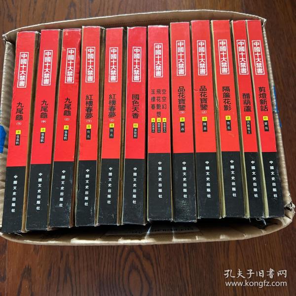 中国十大禁书：《剪燈新话》《醋葫芦》《品花宝鉴》《隔簾花影》《国色天香》《飞花艳想》《空空幻》《玉楼春》《红楼春梦》 《九尾龟》