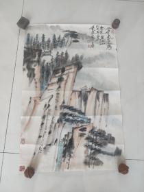 著名国画大师，郑壬和亲传弟子，李会宁山水画一幅（保真）