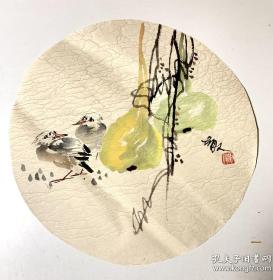 胡人国画团扇花鸟小品263