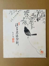 494日本卡纸色纸画，回流老字画。纯手绘，写意国画，水墨画。色纸。花鸟