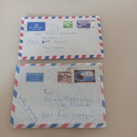 印度和巴基斯坦寄西德航空实寄封2枚，少见邮品，本店邮品满25元包邮。本店还在孔网开“韶州邮社”，
