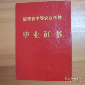 1990年代福建省宁德地区农业学校茶科茶叶专业学生毕业证书