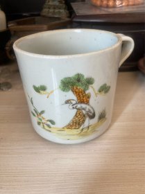 民国浅粉彩松鹤马克杯