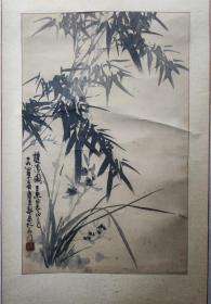 上海画家 唐秉耕《双清图》旧裱立轴#46