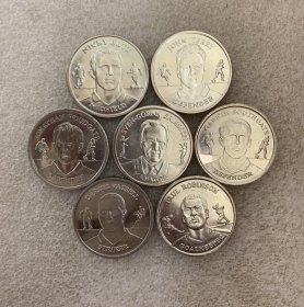 2004年英格兰国家队英足协官方纪念章7枚套 镍制 27mm 8g 自然氧化 乔纳森 伍德盖特 尼基 巴特 约翰 特里 斯文 戈兰 埃里克森 达里乌斯瓦塞尔 加雷斯索斯盖特 保罗 罗宾逊