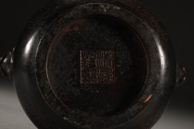 明 铜胎错银丝夔龙纹狮首耳簋式炉