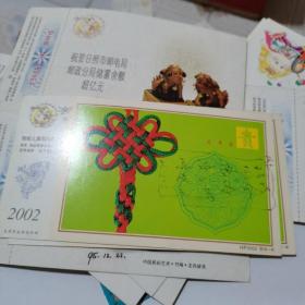 2002年中国邮政贺年（有奖）花开富贵企业金卡实寄明信片----