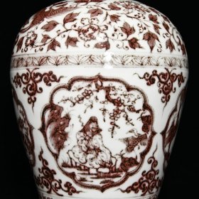 釉里红四爱图梅瓶,高47cm直径25cm