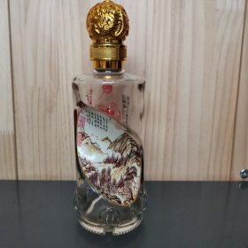 玻璃花瓶双面画酒瓶摆件模压烤漆彩印异形瓶,品相完美。