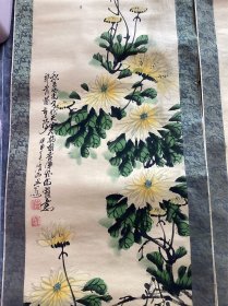 清雨点画作梅兰竹菊四条屏一组