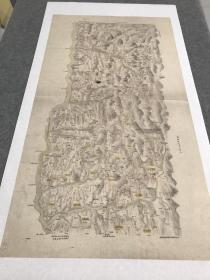 0072古地图1902光绪三十八年宾州厅乡社全图。彩绘。军事交通图。纸本大小66.46*122.48厘米。宣纸复制品。