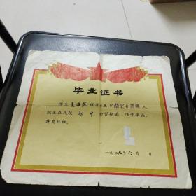 1979年襄樊四中毕业证书