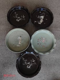 旧藏汝窑彩绘刻字三足洗5个，通走