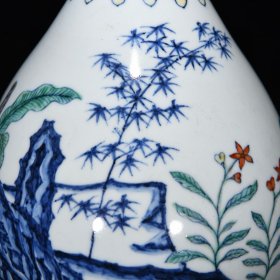 明宣德青花五彩岁寒三友纹玉壶春瓶尺寸31*19厘米