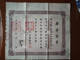 1951年上海市私立南洋中学毕业证书（高中）