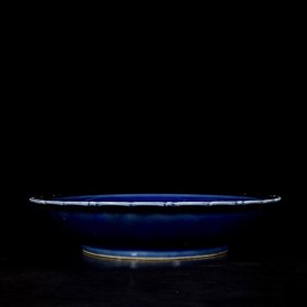 明永乐郑和赏赐款祭蓝釉青花人物四大美女纹盘子一套