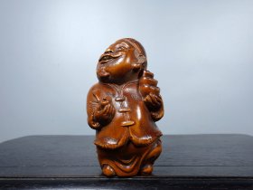旧藏黄杨木精工雕刻 富贵一生 把件 尺寸：长4cm宽3.5cm高7cm 重量：40g