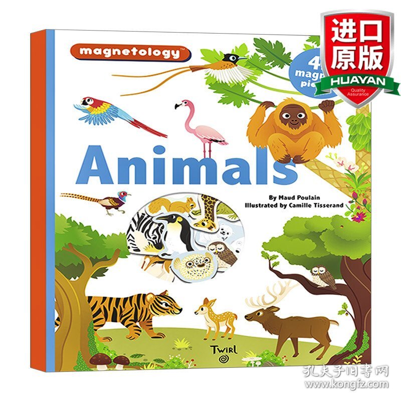 英文原版 Magnetology: Animals  动物磁铁互动操作书 内含45个磁力部位 鼓励孩子动手探索 Twirl 英文版 进口英语原版书籍