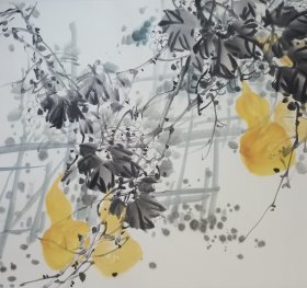 著名书画家李派兴先生花鸟画屏之二《家园雅趣》画芯76x137cm，适宜装框挂客厅、书房；