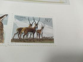 新中国邮票：2003-12T 藏羚羊邮票（全套2枚）侧着有荧光字