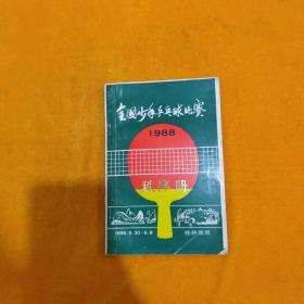 1988全国少年乒乓球比赛秩序册