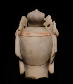 (议价) 北齐汉白玉彩绘观音头高38cm_2