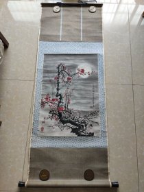 w1002，[月下梅花]，邕州画家（杜迈）作品，够老的画片，立轴，純手绘！