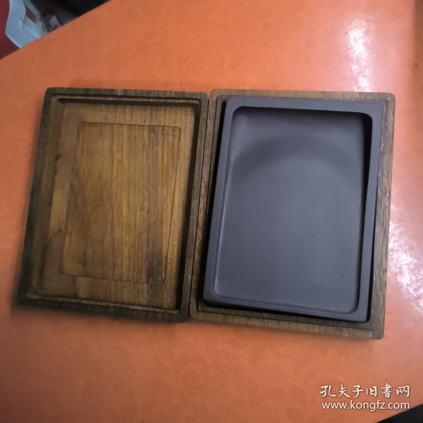 黄炳强大师落款，全木盒五寸老宋坑一片红，保真。